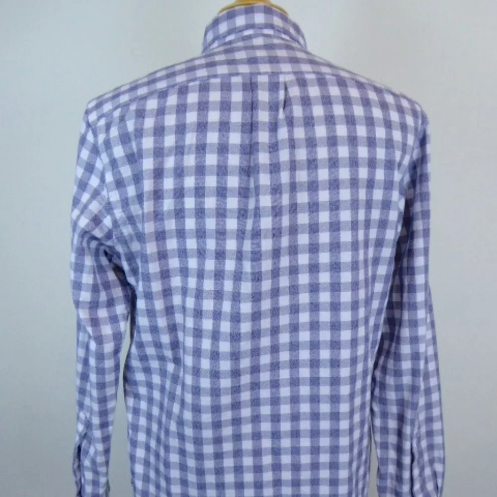 J Crew shirt navy blue white check plaid button down collar long sleeve M NWT